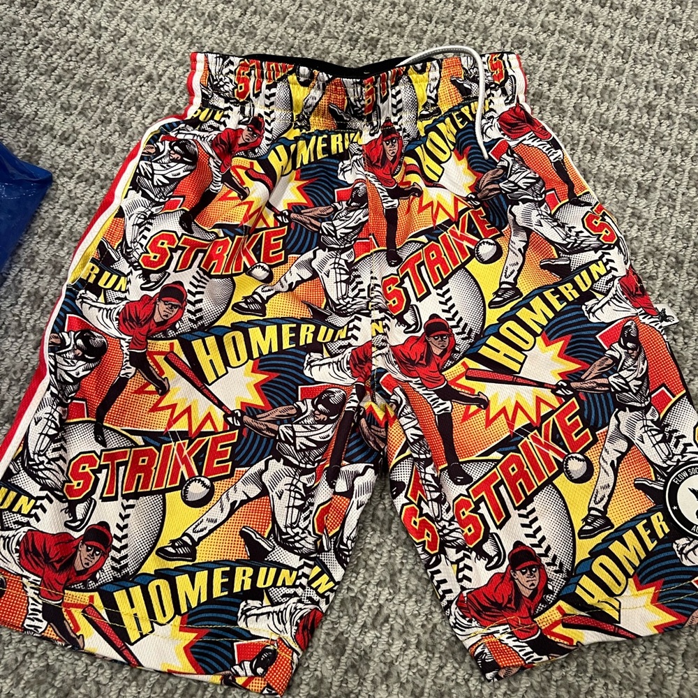 Kids Baseball Graphic Swim Shorts - Multicolor